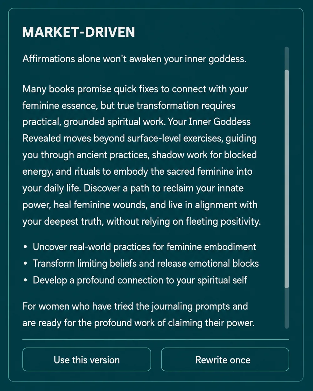 Market-driven back cover copy version — sample from Book Launch Ready