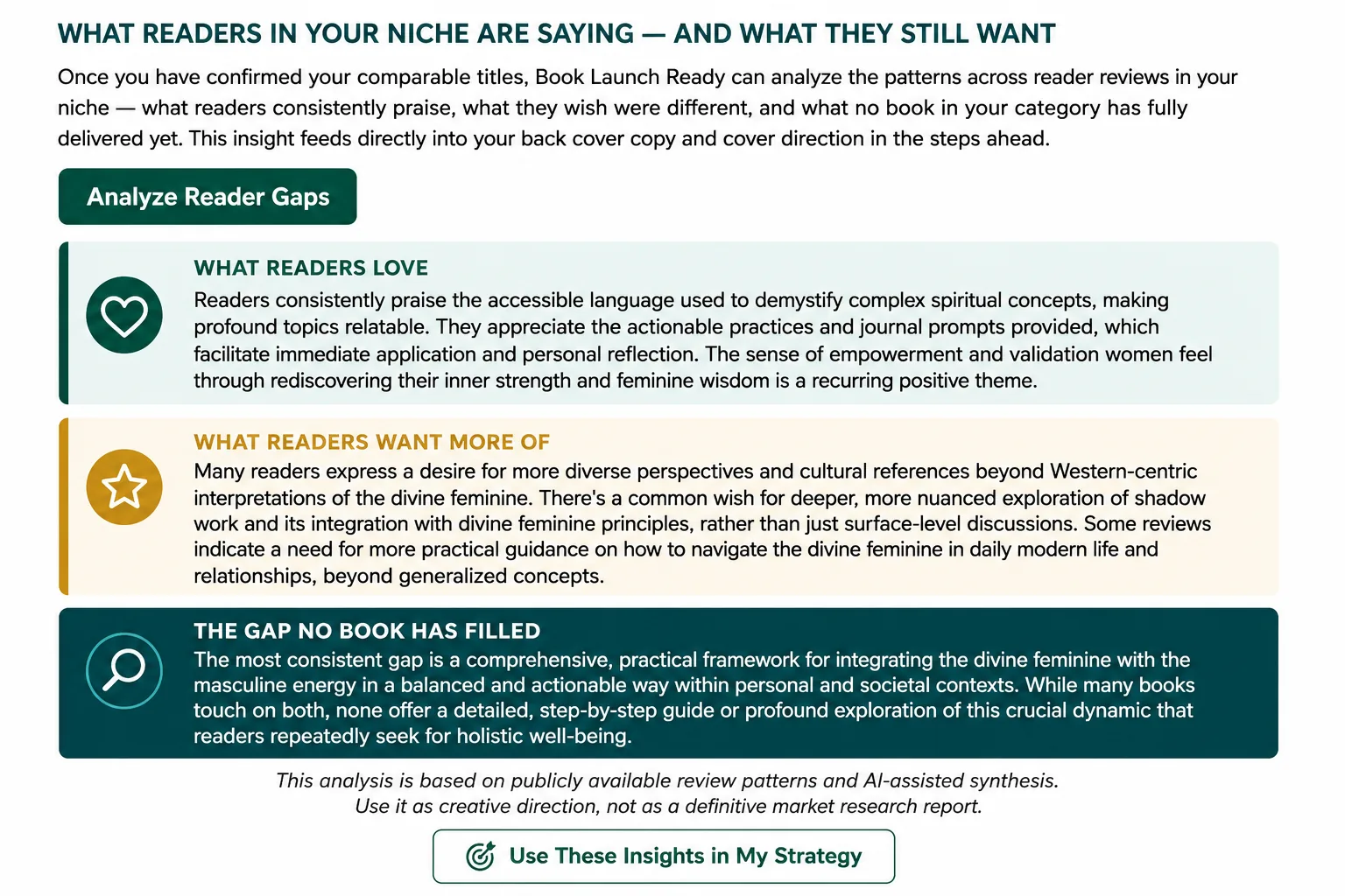 Reader review analysis — what readers love, what they want more of, and the gap no book has filled